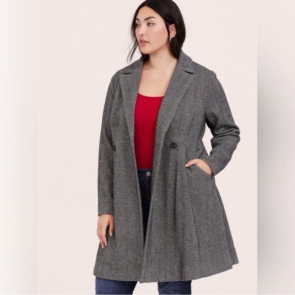 torrid Jackets & Blazers - TORRID Fit & Flare Herringbone Coat Jacket Peacoat Plus Size 2X